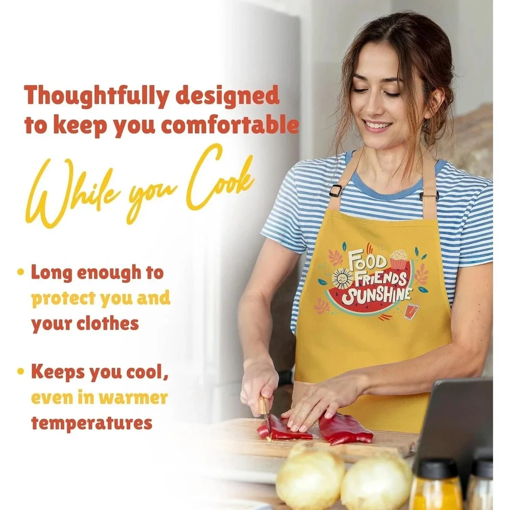 Waterproof Apron for Adults – Adjustable‎ Fit with Deep Pockets, Stylish Cooking